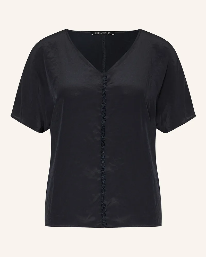 Luisa Cerano Blusenshirt im Materialmix Dunkelblau