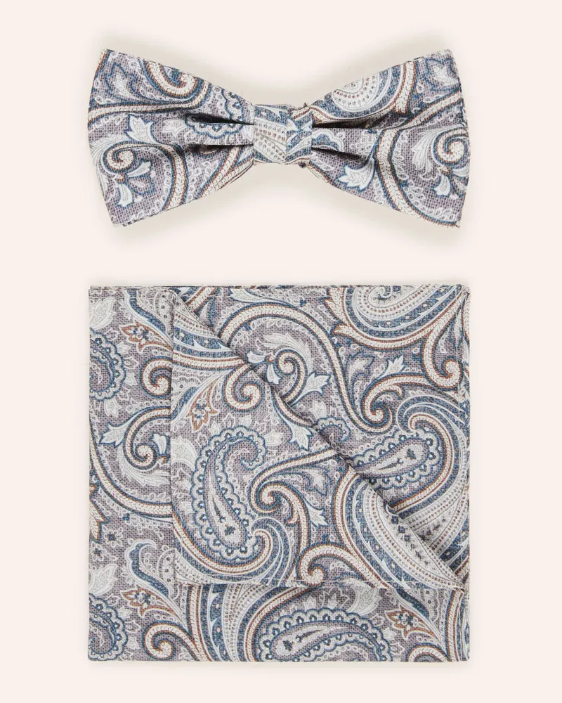 paul Set: Fliege Und Einstecktuch grau Weiss