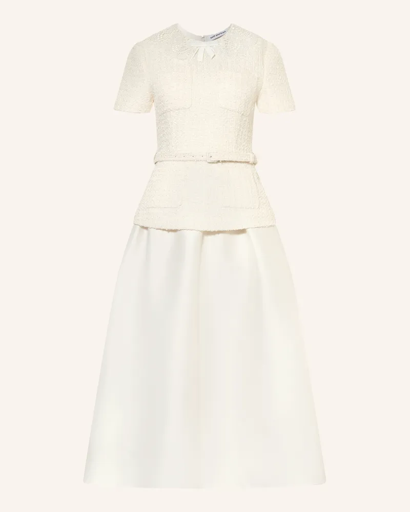 Self-Portrait Kleid Im Materialmix Mit Spitze weiss Creme