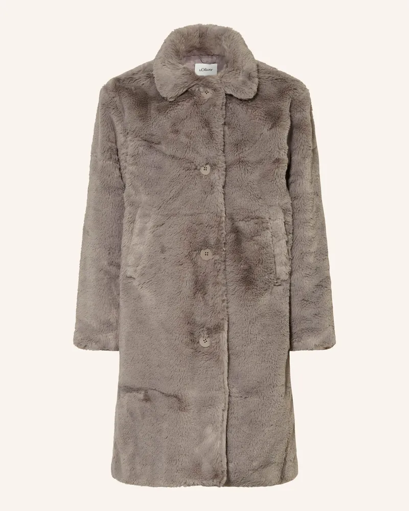 S.Oliver Kunstfell-Mantel schwarz Grau