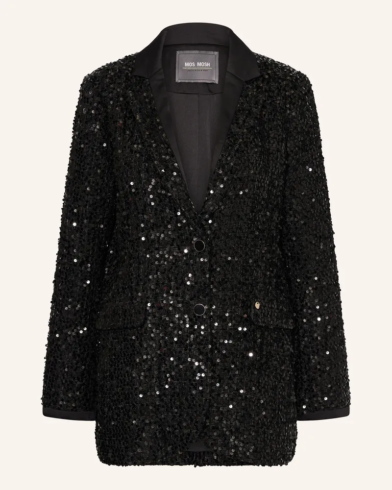 Mos Mosh Bouclé-Blazer MMCARYS mit Pailletten Schwarz