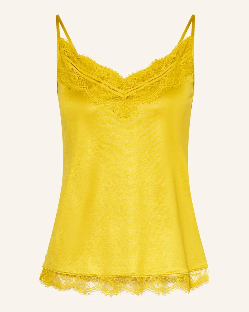 Mey Schlaftop Serie SHINE LACE mit Spitze Dunkelgelb