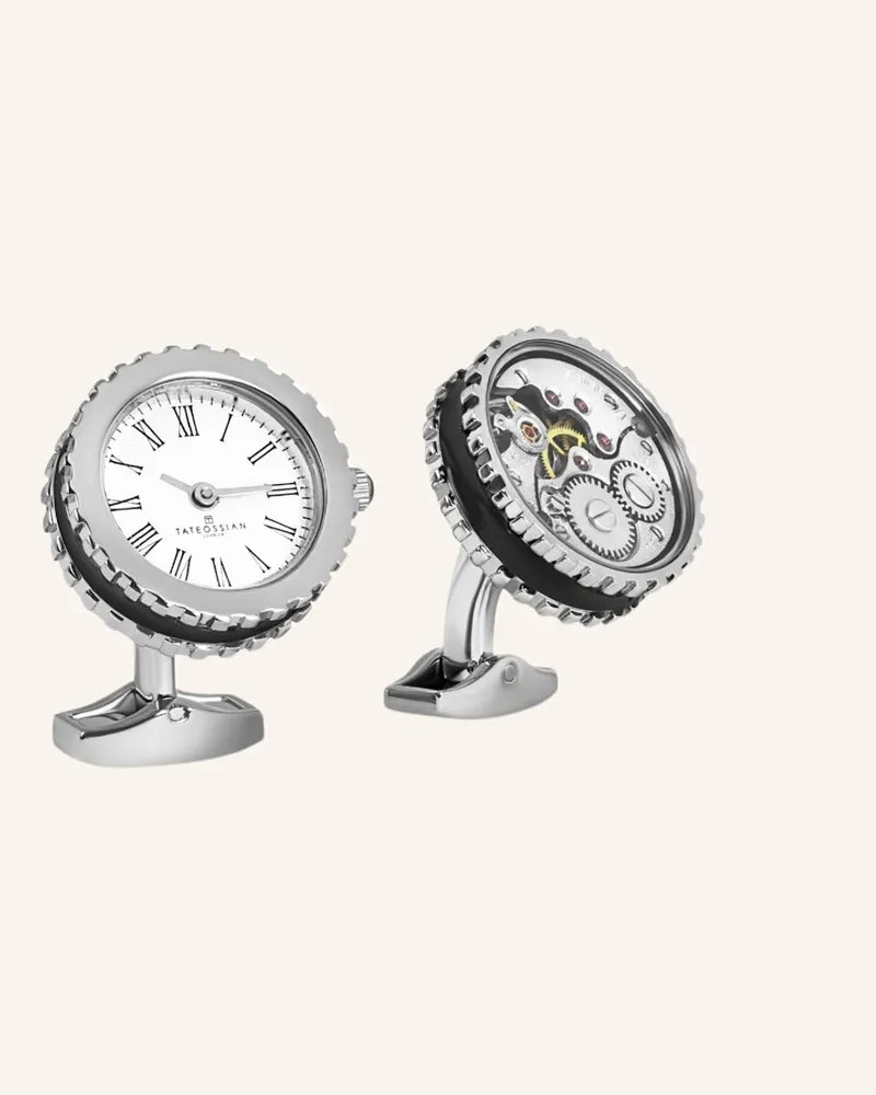 Tateossian Manschettenknöpfe Vintage Heritage Skelettuhr silber Silber