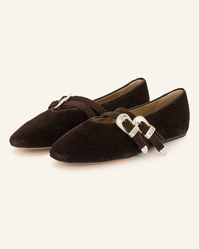 Le Monde Béryl Mary-Jane-Ballerinas Dunkelbraun