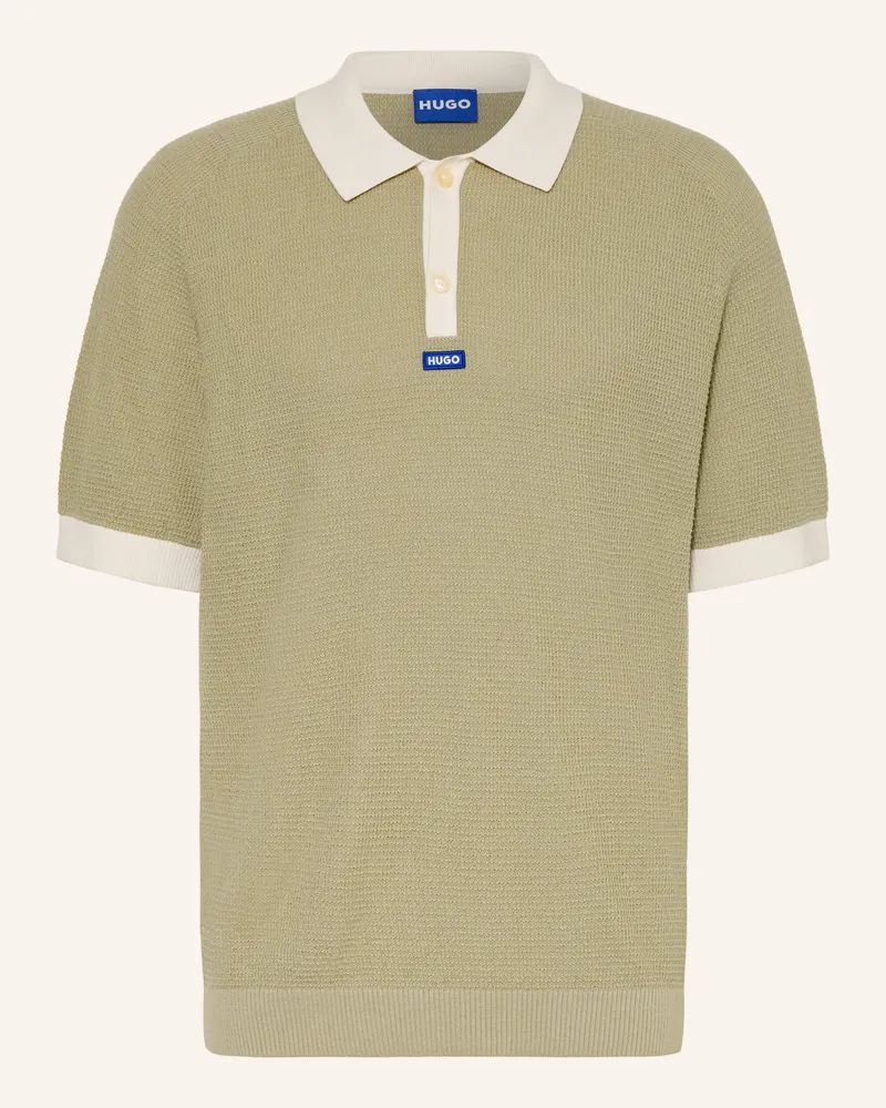 HUGO BOSS Strick-Poloshirt Siablo beige Hellgrün