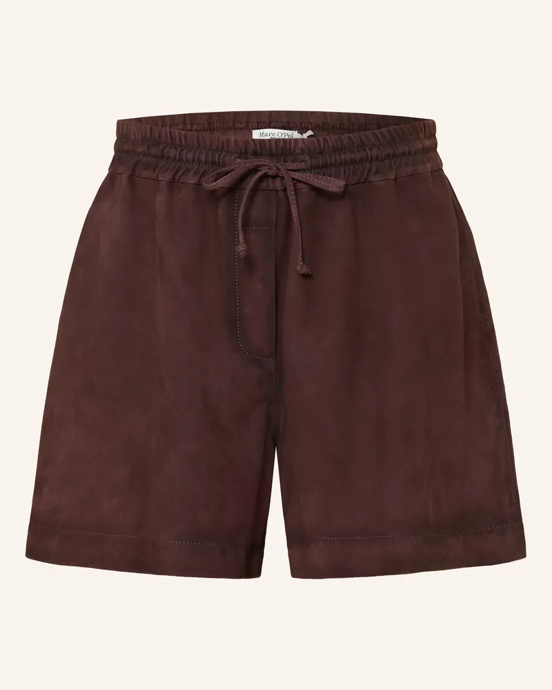 Marc O'Polo Ledershorts rot Dunkelbraun