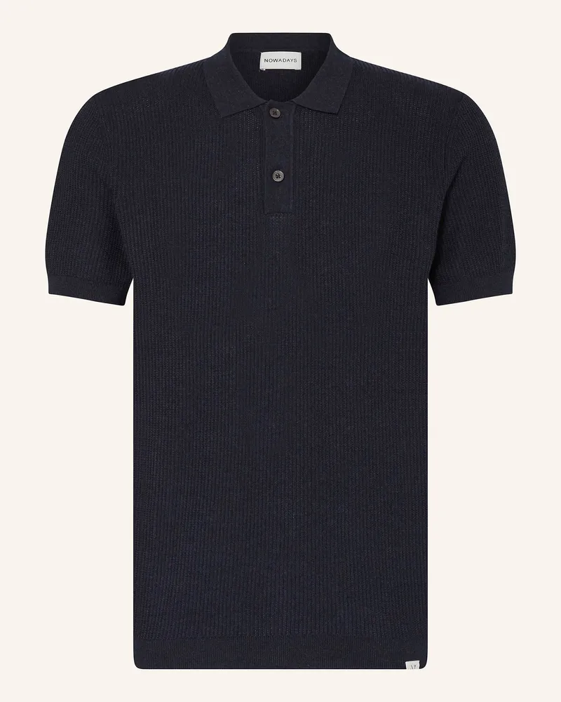 Nowadays Strick-Poloshirt Dunkelblau