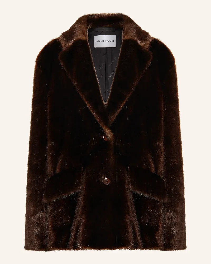 STAND Kunstfell-Jacke Evyn braun Dunkelbraun