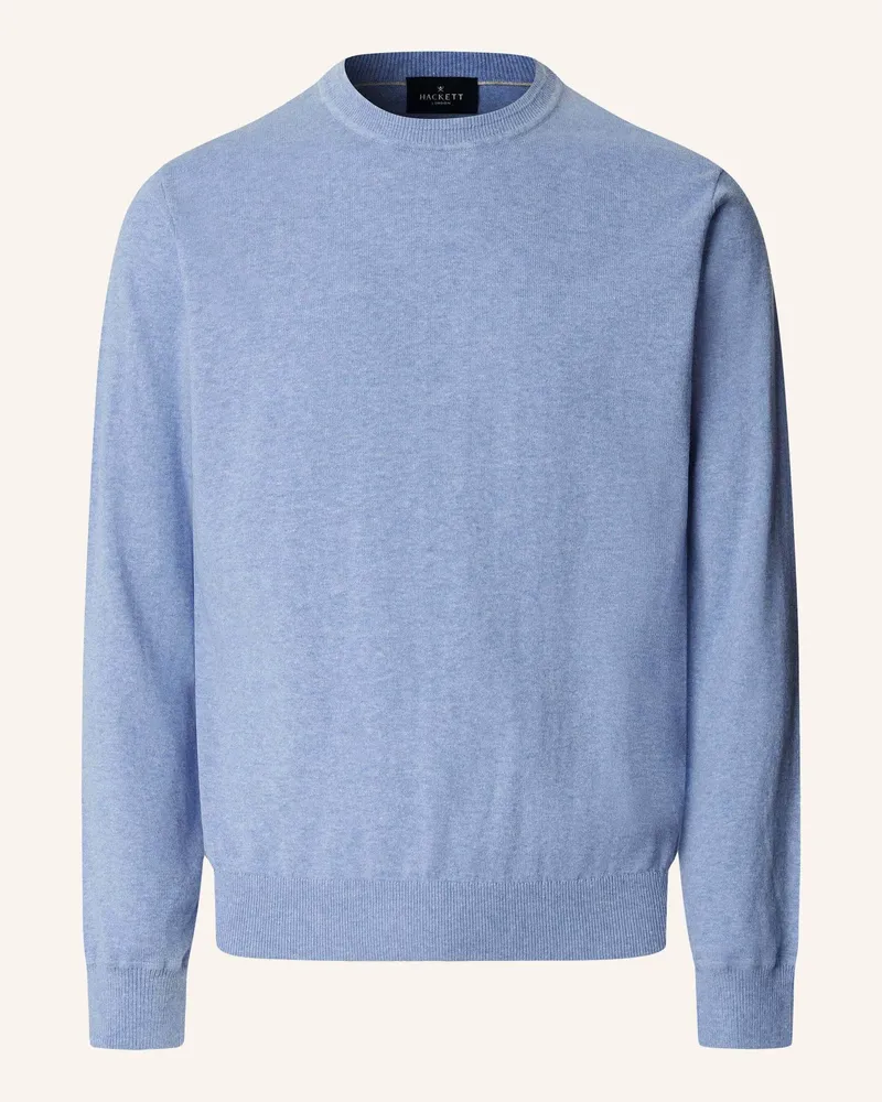 Hackett Pullover Cotton Linen Crew blau Blau