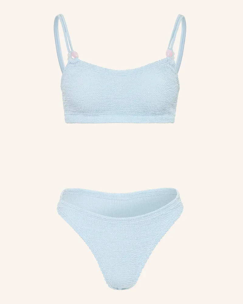 Hunza G Bustier-Bikini CASSI mit Schmuckperlen Hellblau