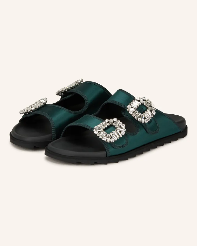 Roger Vivier Pantoletten Slidy Viv' Mit Schmucksteinen gruen Dunkelgrün