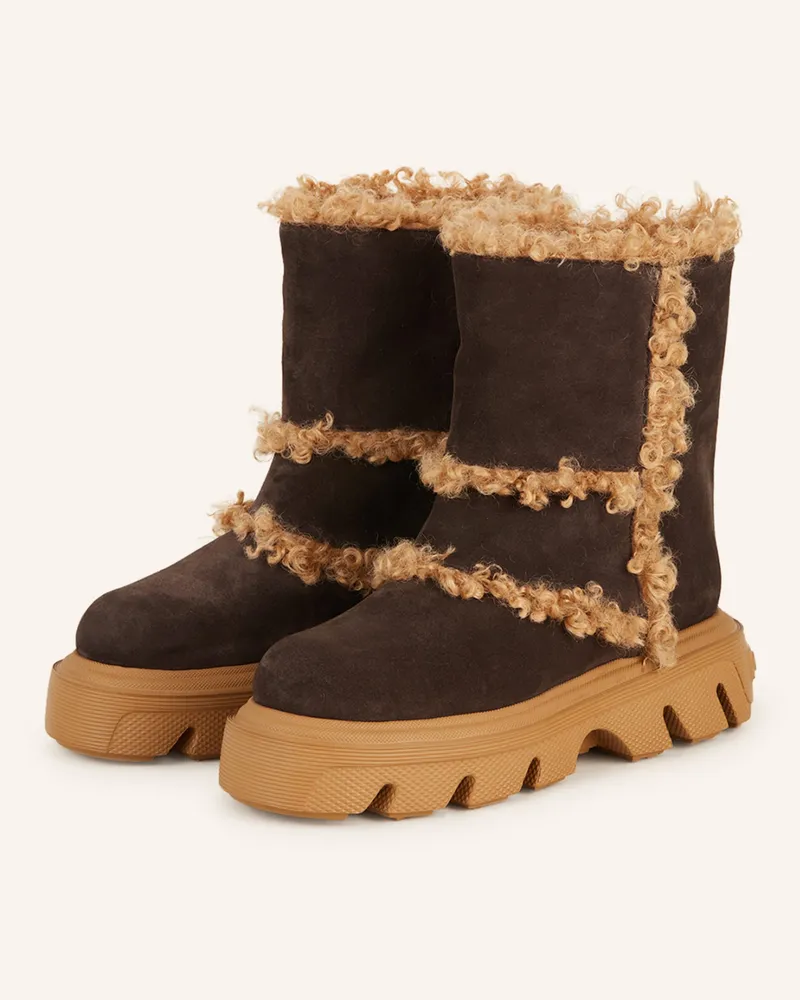 Casadei Plateau-Boots MARIKA mit Teddyfell Dunkelbraun
