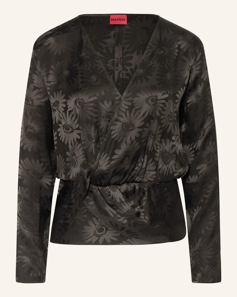 HUGO BOSS Blusenshirt CILIPH aus Satin Schwarz
