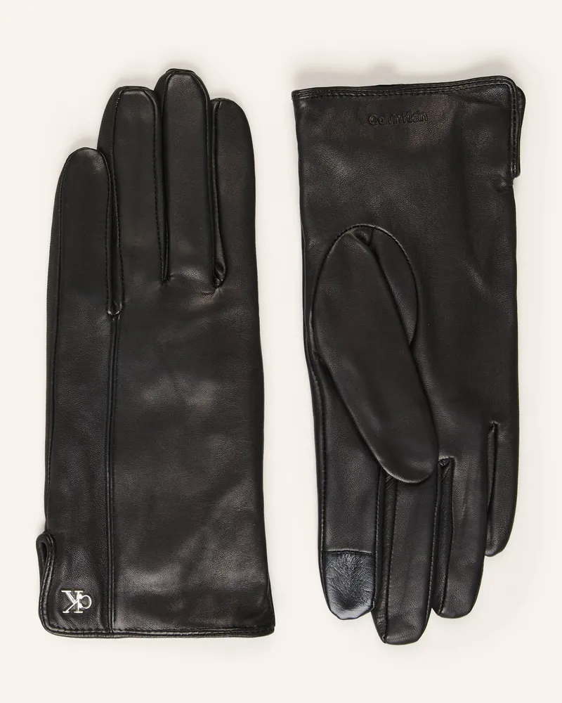 Calvin Klein Lederhandschuhe mit Touchscreen-Funktion Schwarz