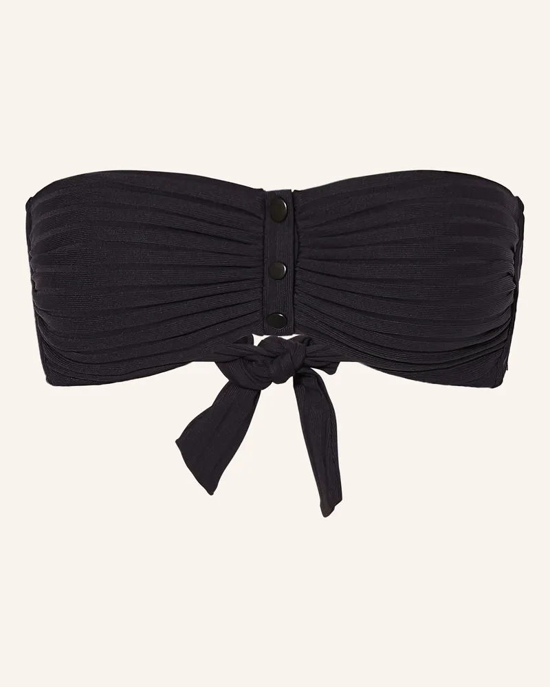 watercult Bandeau-Bikini-Top Henley Rib schwarz Schwarz