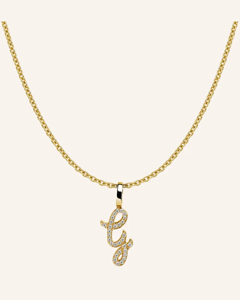 CADA Kette TINY DIAMOND LETTER G Gold