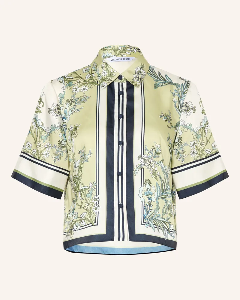 Veronica Beard Hemdbluse Clean Spruce Aus Satin gruen Creme
