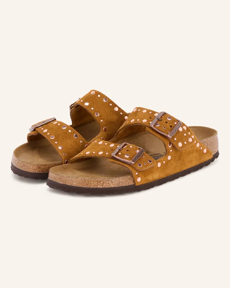 Birkenstock Pantoletten Arizona Rivet Mit Nieten beige Camel