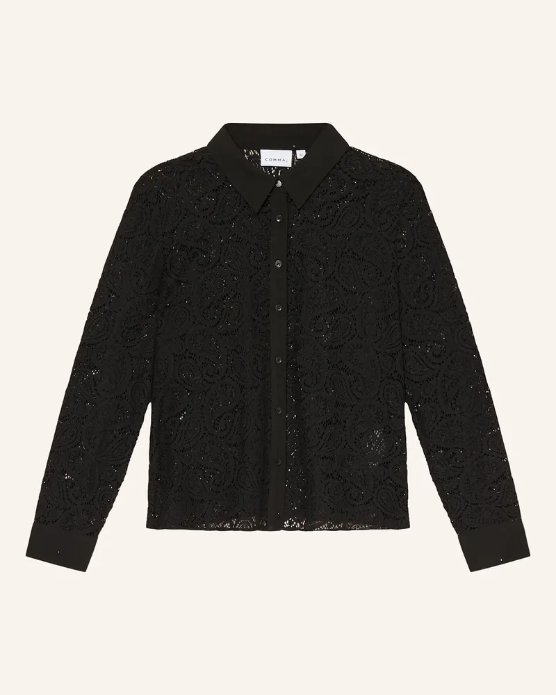 COMMA Hemdbluse aus Spitze Schwarz