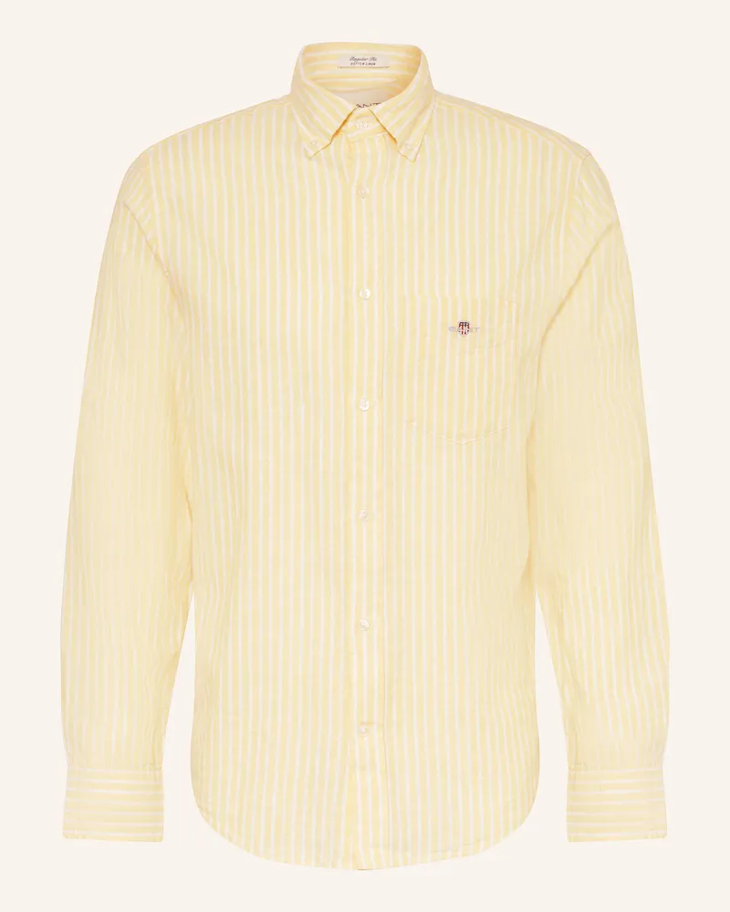 Gant Hemd Regular Fit mit Leinen Gelb