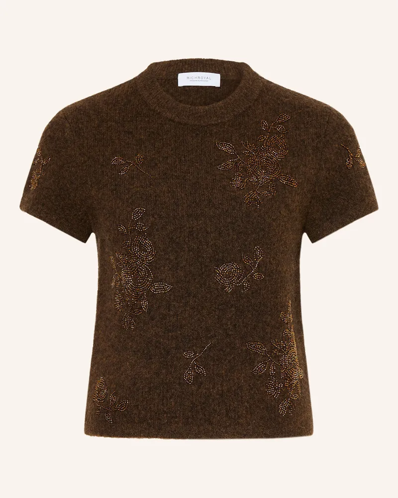 Rich&Royal Strickshirt Mit Schmuckperlen braun Dunkelbraun