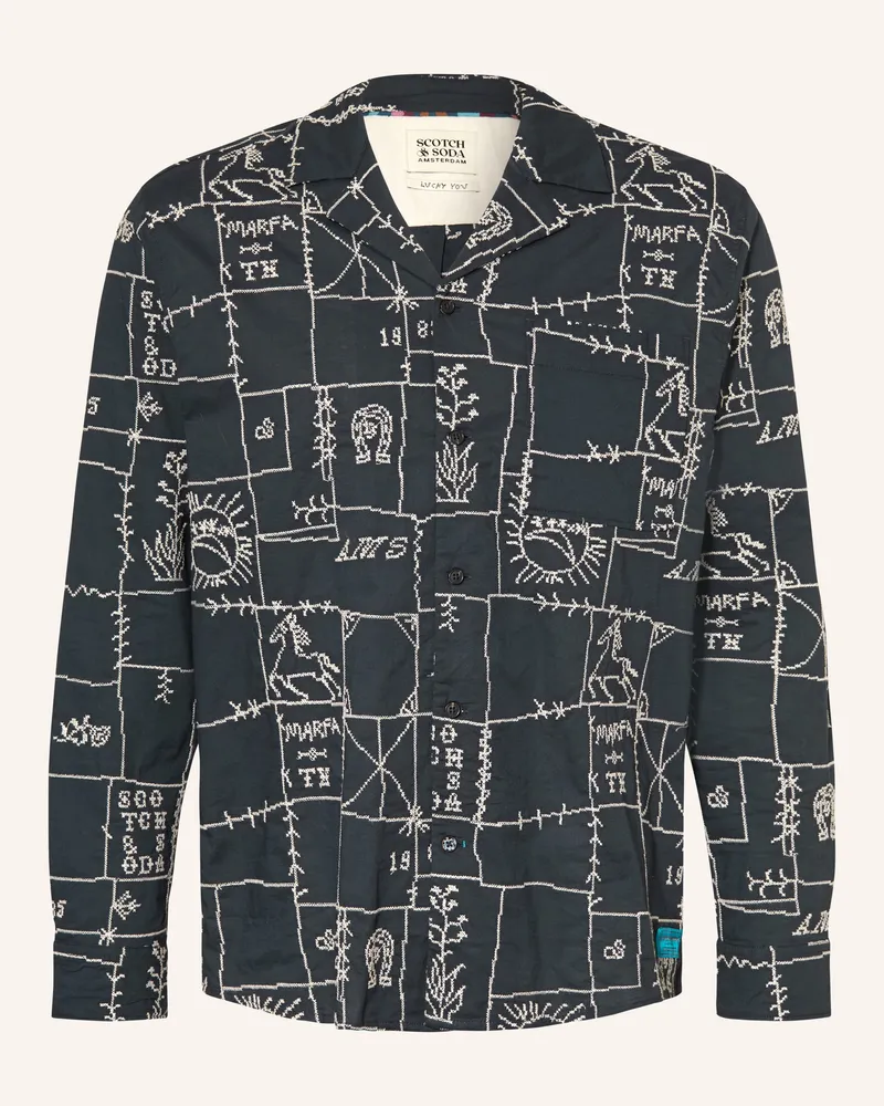 Scotch&Soda Hemd Relaxed Fit schwarz Dunkelblau
