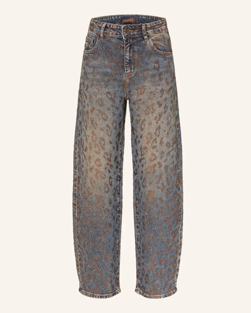 Miss Goodlife Barrel Jeans Mit Shcmucksteinen grau 29