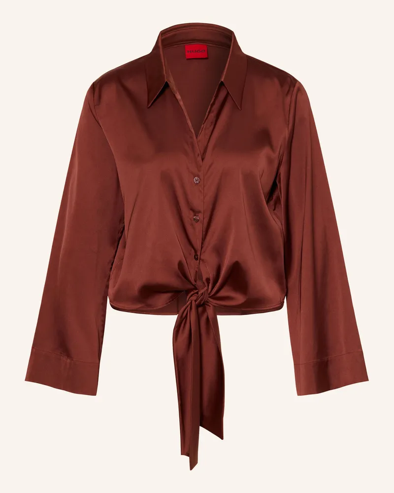 HUGO BOSS Satinbluse Errika braun Dunkelrot