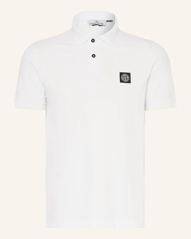 Stone Island Piqué-Poloshirt Slim Fit weiss Weiss