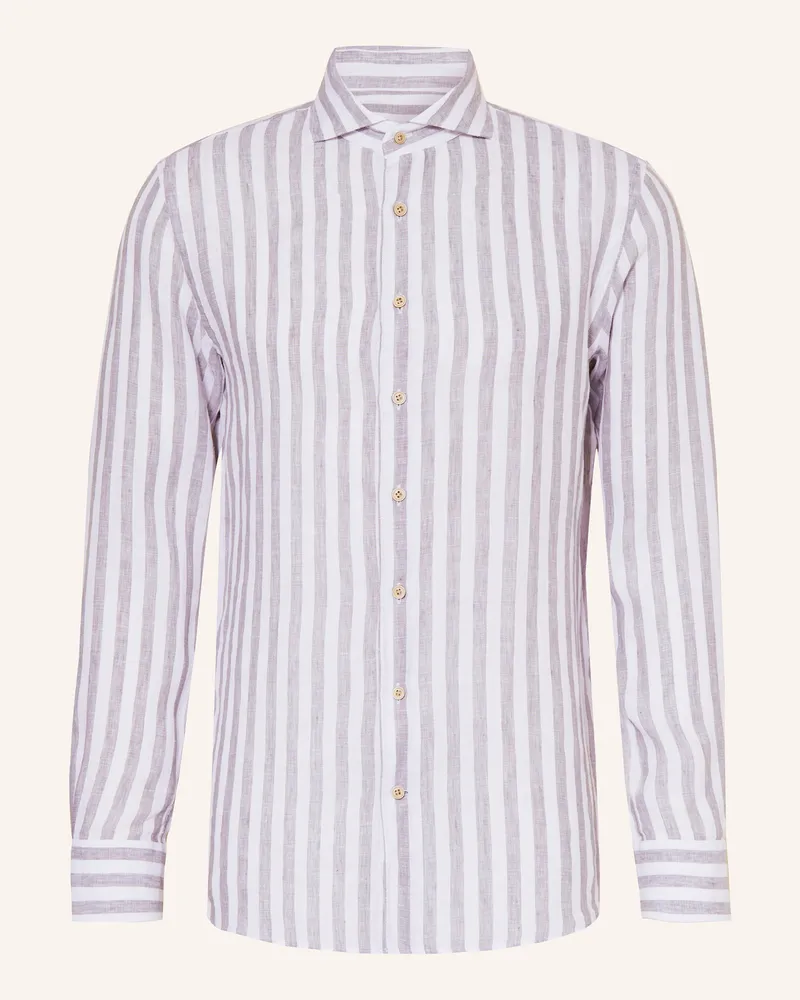 Profuomo Hemd Regular Fit aus Leinen Dunkelgrün
