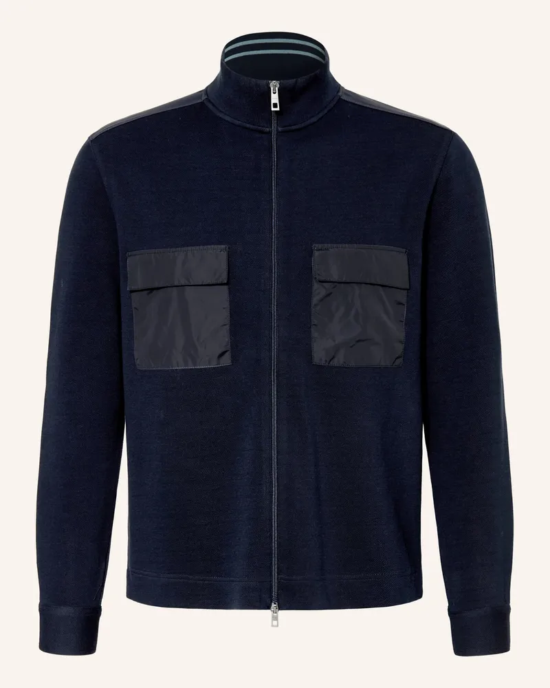 Maerz Sweatjacke im Materialmix Dunkelblau