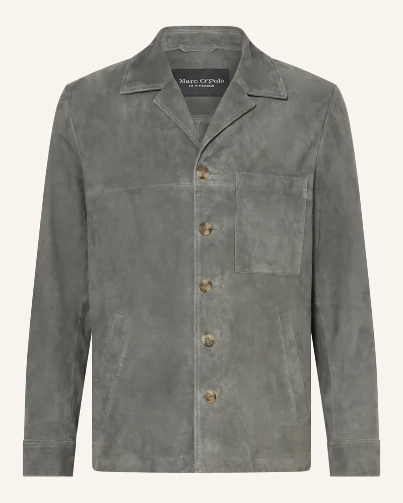 Marc O'Polo Leder-Overjacket gruen Grau