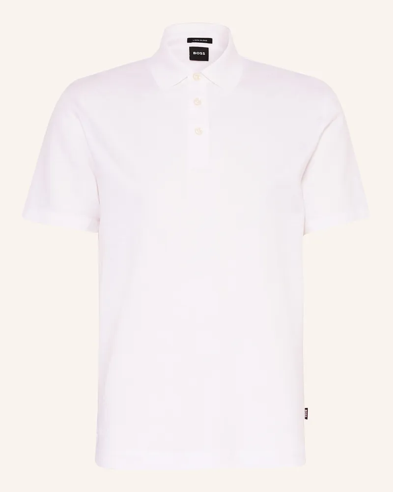 HUGO BOSS Piqué-Poloshirt PRESS mit Leinen Weiss