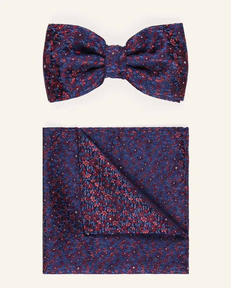 paul Set: Fliege und Einstecktuch Dunkelrot