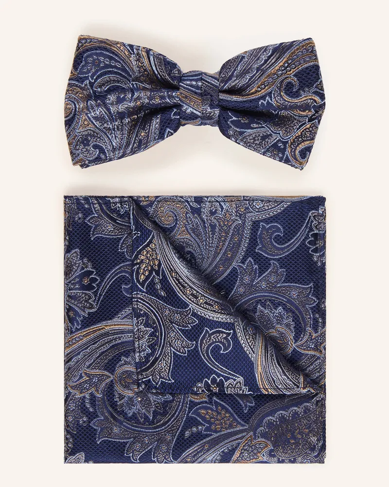 paul Set: Fliege Und Einstecktuch blau Dunkelblau