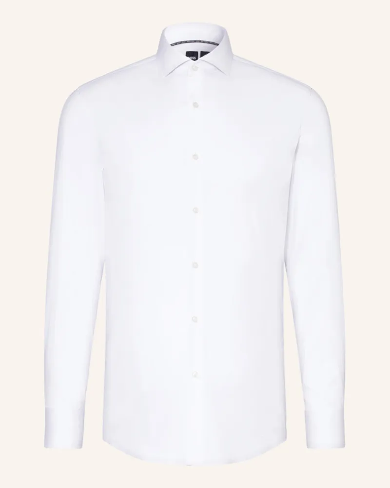 HUGO BOSS Jerseyhemd HANK PERFORMANCE Slim Fit Weiss