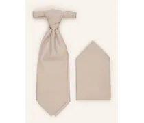 Wilvorst Set: Krawatte und Einstecktuch Beige