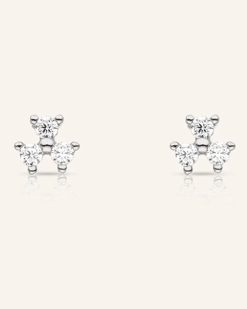 VEYNOU Ohrstecker FLEUR aus 14 Karat Weißgold und 0,16ct. Diamanten Weissgold