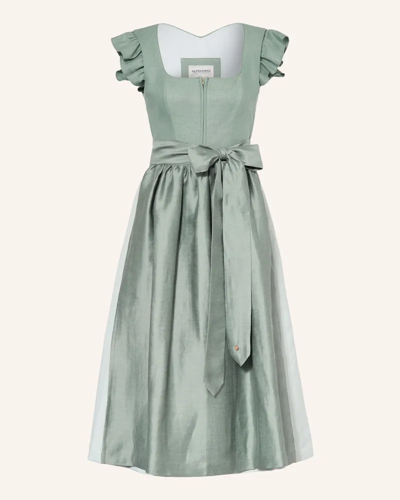AlpenHERZ Dirndl Marie Mit Leinen Und Rüschen gruen Hellgrün