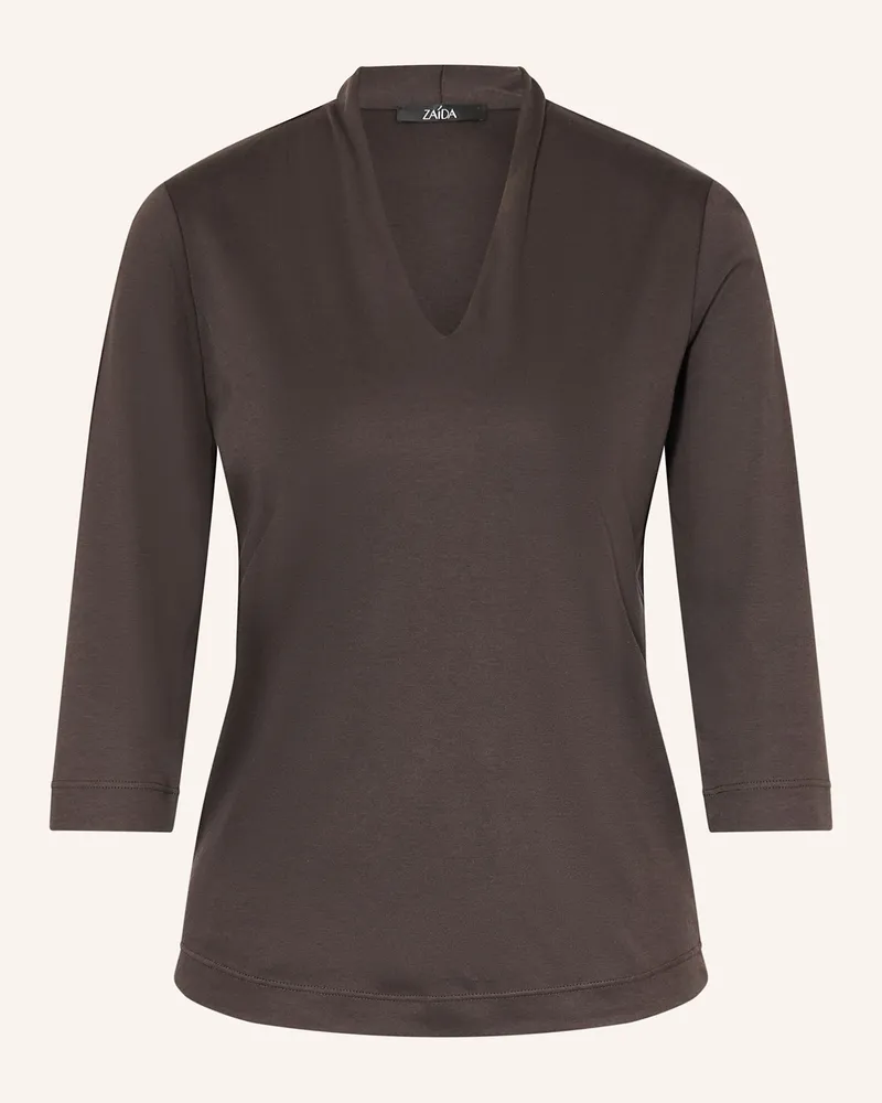 ZAíDA T-Shirt mit 3/4-Arm Dunkelbraun