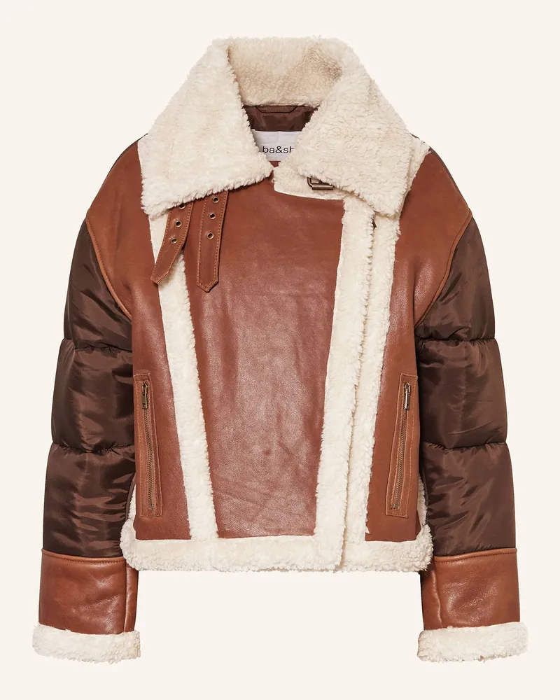 ba&sh Lederjacke Explora Mit Kunstfell braun Dunkelbraun