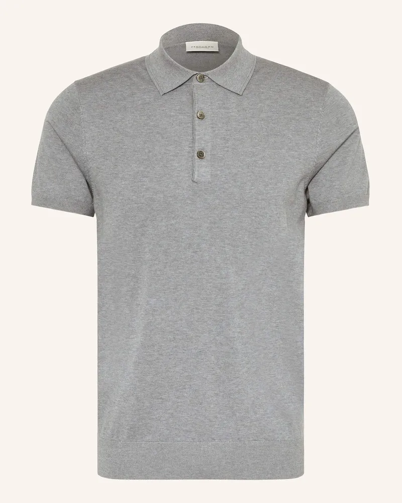 Profuomo Strick-Poloshirt Blaugrau