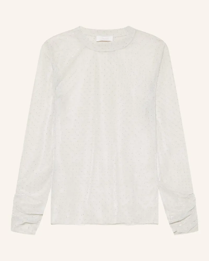 Rich&Royal Longsleeve aus Mesh mit Schmucksteinen Grau