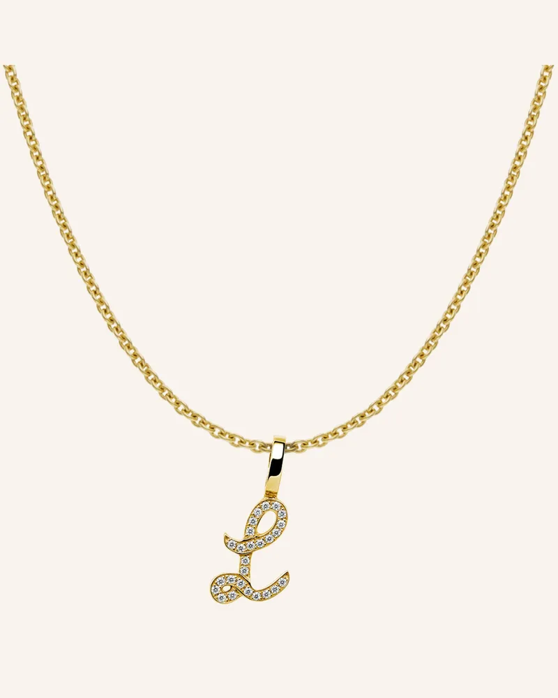 CADA Kette TINY DIAMOND LETTER L Gold
