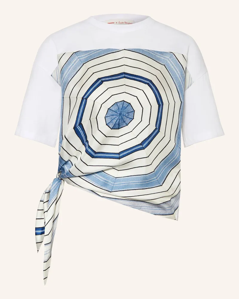 Sandro T-Shirt im Materialmix Hellblau