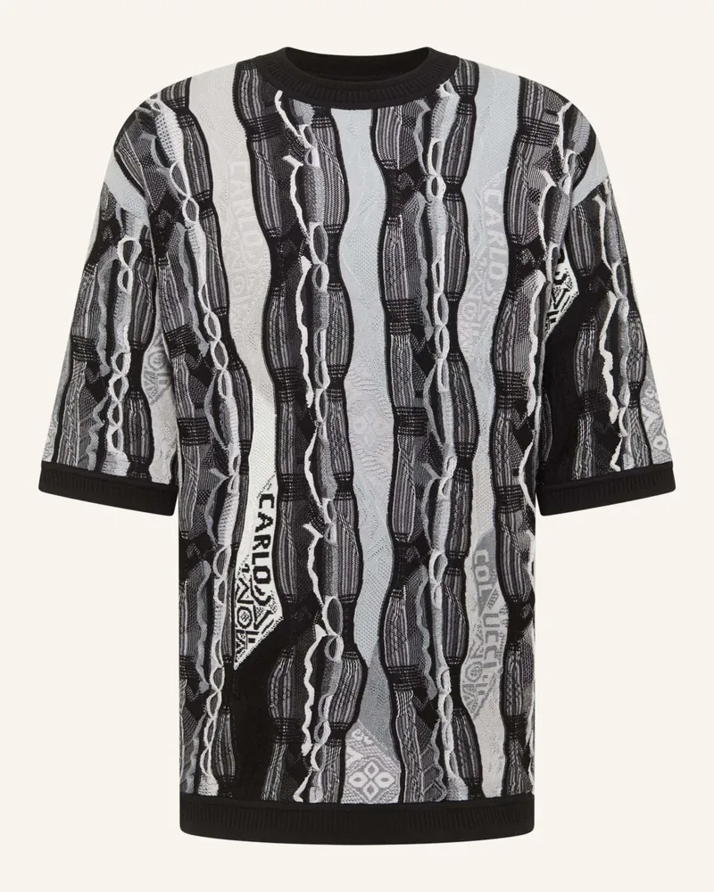 Carlo Colucci 3D Strick T-Shirt FAVETTA Schwarz