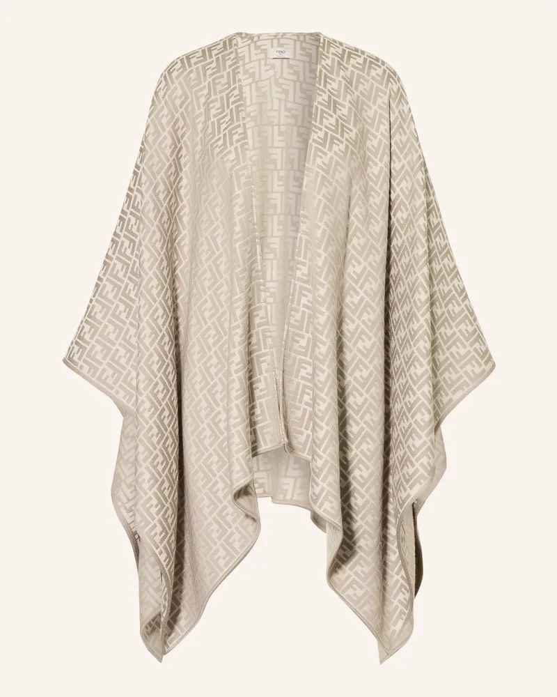Fendi Cape Mit Seide grau Beige