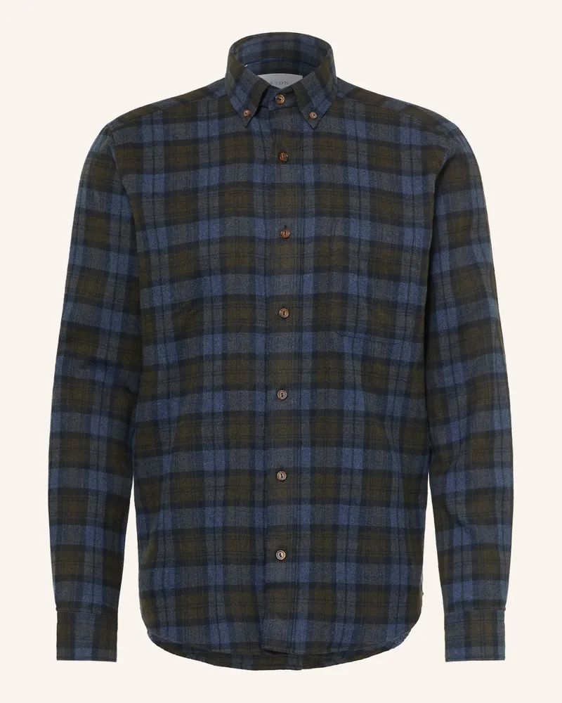 Eton Flanellhemd Casual Fit blau Blau