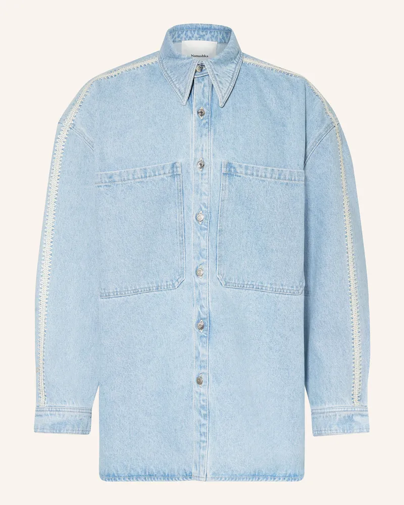 Nanushka Jeans-Overjacket BEAUX Hellblau