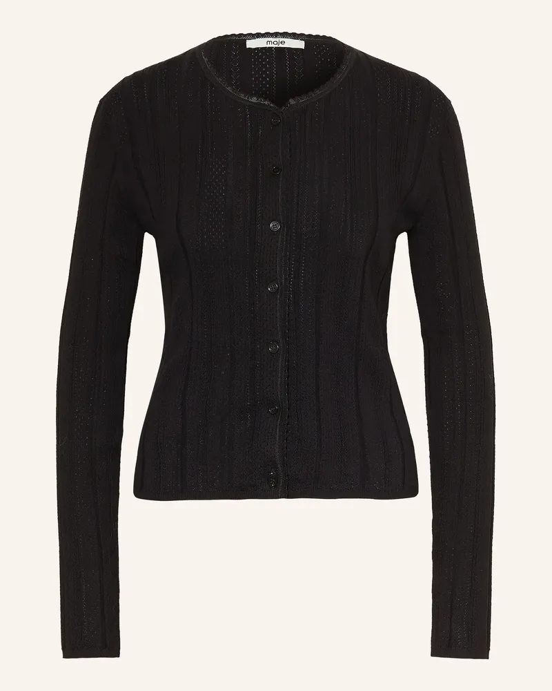 Maje Set: Strickjacke Und Stricktop Mit Spitze schwarz Schwarz